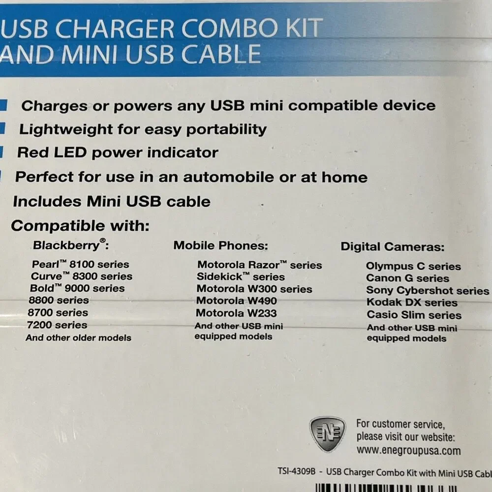 USB Charger Combo Kit and Mini USB Cable The Sharper Image New Sealed NOS